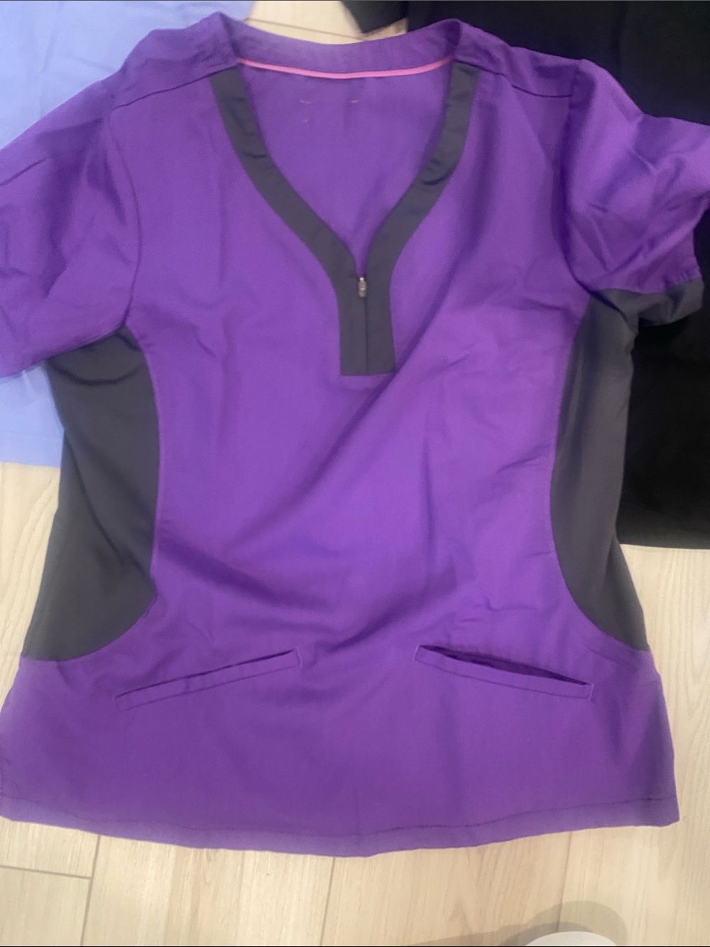 Women's Purple V-Neck Scrub Top - Comfortable Work Tee - Picture 2 of 8